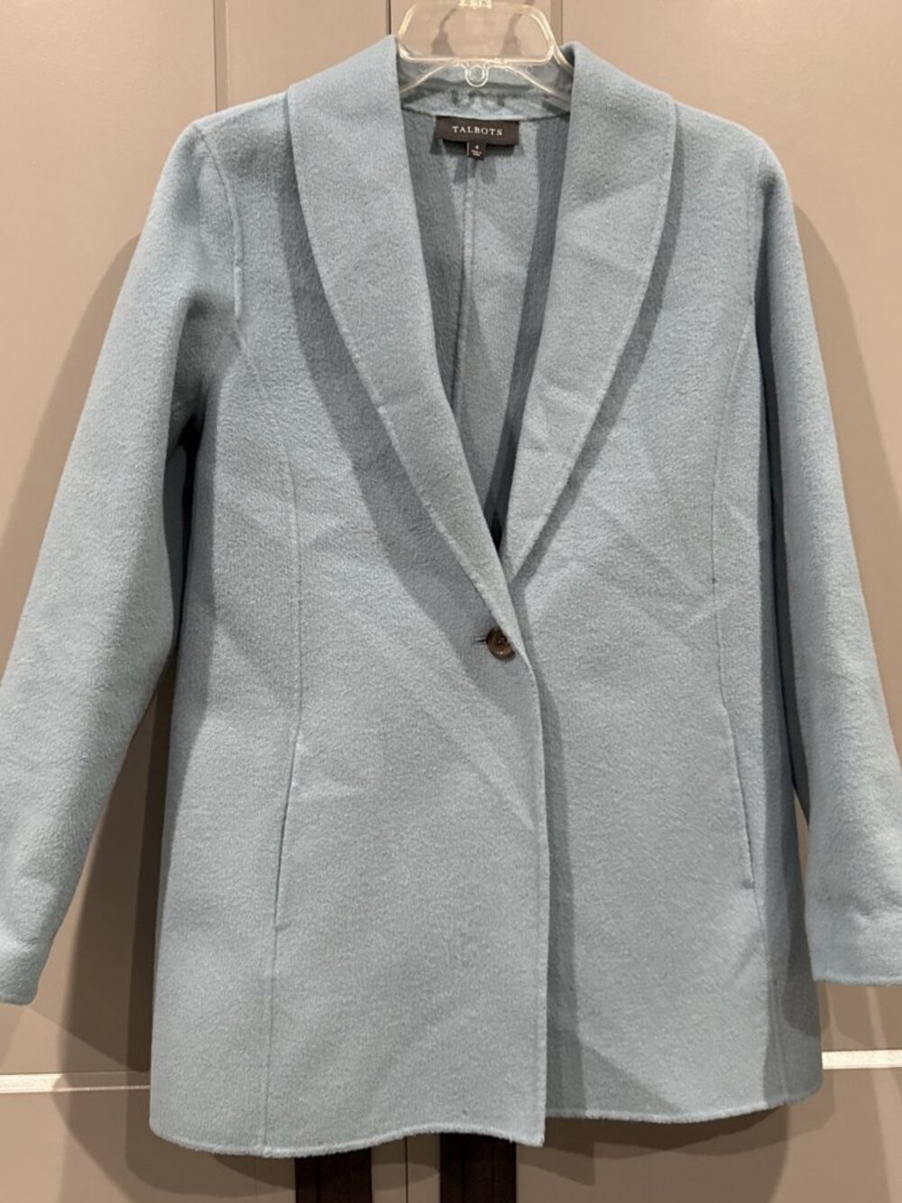 Talbots Gorgeous Baby Blue One ButtonBlazer Wool Blend Career Casual Blazer 4